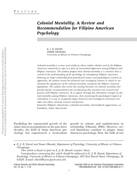 (PDF) Colonial Mentality: A Review and .